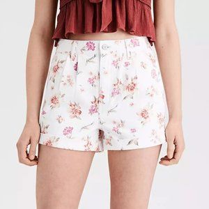 American Eagle Floral Denim Mom Shorts Size 0